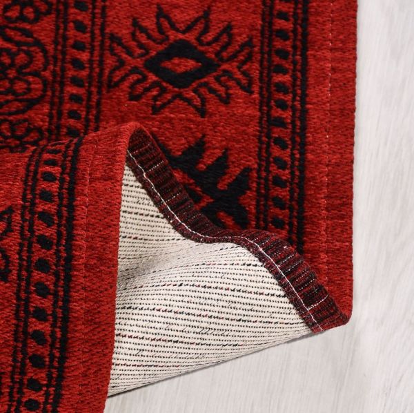 Crea Halı Truva TR01 Afgan Desen Bordo Kırmızı Etnik Modern Halı My Crea Home