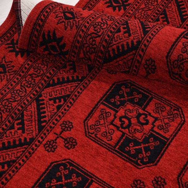 Crea Halı Truva TR01 Afgan Desen Bordo Kırmızı Etnik Modern Halı My Crea Home