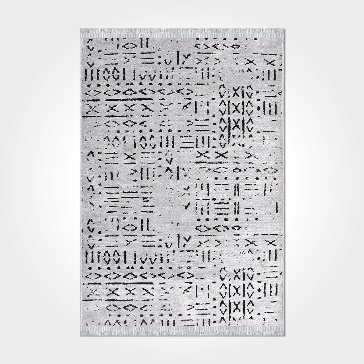 Crea Halı Vena Koleksiyonu 8015S Dokuma Kaymaz Tabanlı Modern Halı Gri My Crea Home 100x400