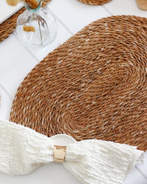 Halımax İkili Hasır Amerikan Servis Bambu Oval Örme Supla 4'lü 30x45cm
