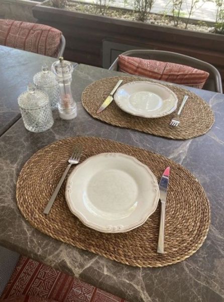 Halımax İkili Hasır Amerikan Servis Bambu Oval Örme Supla 4'lü 30x45cm
