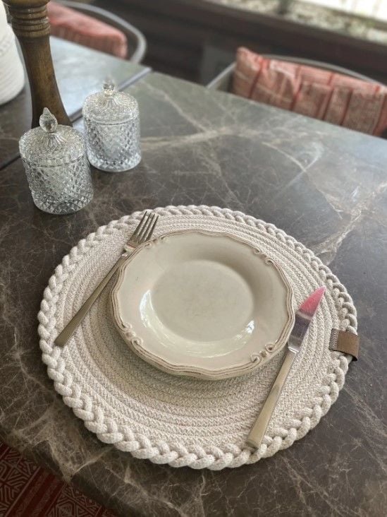Halımax Tekli Örme Amerikan Servis Bambu Beyaz Supla Tekli 35x35cm
