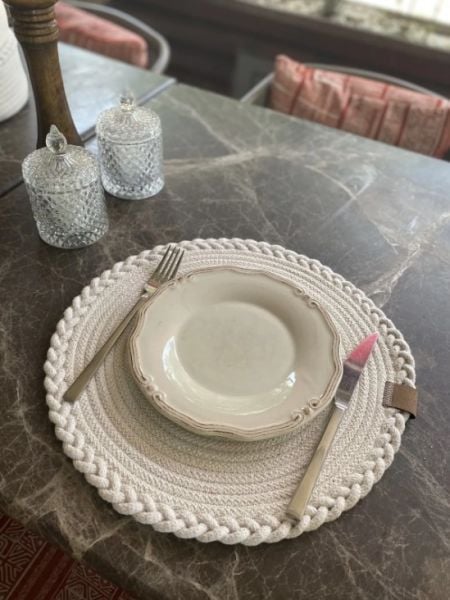 Halımax Tekli Örme Amerikan Servis Bambu Beyaz Supla Tekli 35x35cm