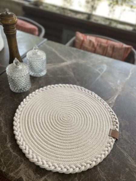 Halımax Tekli Örme Amerikan Servis Bambu Beyaz Supla Tekli 35x35cm