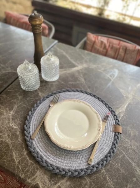 Halımax Tekli Örme Amerikan Servis Bambu Gri Antrasit Supla Tekli 35x35cm