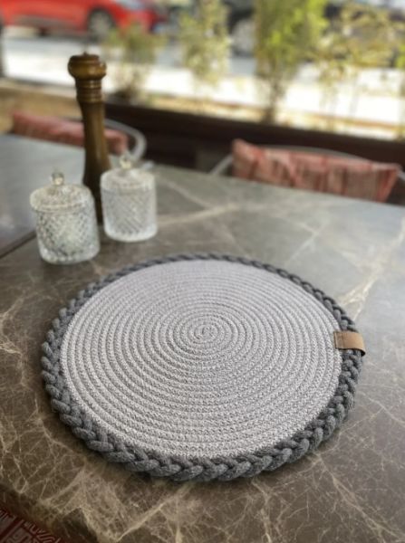Halımax Tekli Örme Amerikan Servis Bambu Gri Antrasit Supla Tekli 35x35cm
