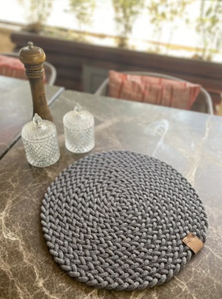 Halımax Tekli Örme Amerikan Servis Bambu Antrasit Supla Tekli 35x35cm
