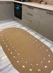 Milda 48 Jüt Hasırlı El Örgüsü Çift Taraflı Kilim Oval Jüt Halı