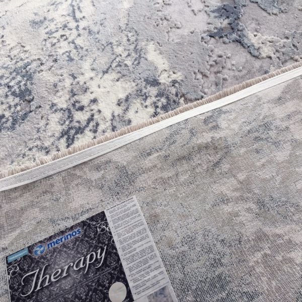 Merinos Halı Therapy 19112 030 Yün Tuşeli Modern Salon Halısı Gri Mavi