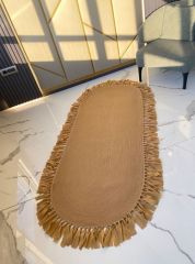 Milda 78 Jüt Hasırlı El Örgüsü Çift Taraflı Kilim Oval Püsküllü Jüt Halı