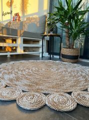 Milda 85 Jüt Hasırlı El Örgüsü Çift Taraflı Kilim Yuvarlak Jüt Halı