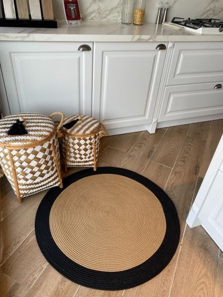 Halımax Milda 98 Jüt Hasırlı Çift Taraflı Örgü Kilim Yuvarlak