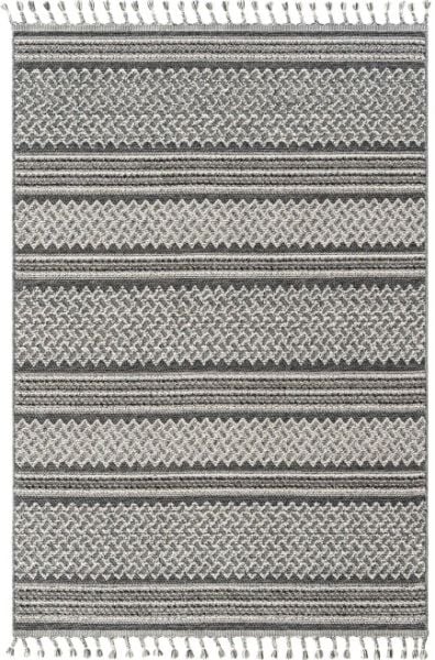 Eko Halı Soho SH 05 Ivory Grey Örgü Saçaklı Hav Toz Vermez Hasır Dokuma Modern Makine Halısı 100x200cm