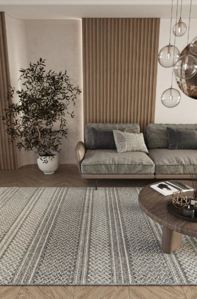 Eko Halı Soho SH 05 Ivory Grey Örgü Saçaklı Hav Toz Vermez Hasır Dokuma Modern Makine Halısı 100x200cm
