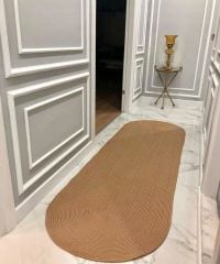Milda 30 Jüt Hasırlı El Örgüsü Çift Taraflı Kilim Oval Jüt Halı 80x300