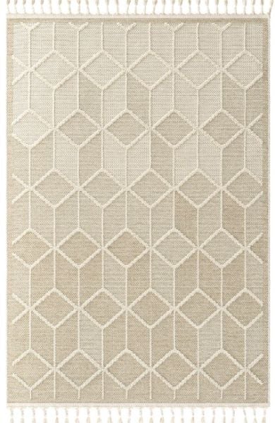 Eko Halı Soho SH 03 Bej Örgü Saçaklı Hav Toz Vermez Hasır Dokuma Modern Makine Halısı 100x300cm