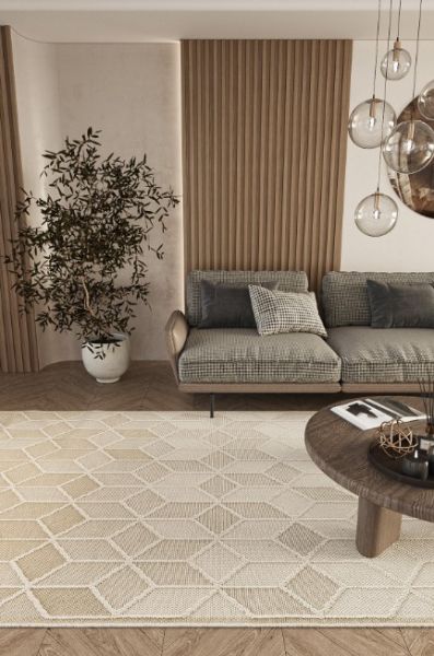 Eko Halı Soho SH 03 Bej Örgü Saçaklı Hav Toz Vermez Hasır Dokuma Modern Makine Halısı 100x300cm