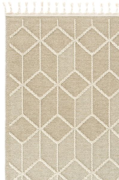 Eko Halı Soho SH 03 Bej Örgü Saçaklı Hav Toz Vermez Hasır Dokuma Modern Makine Halısı 100x300cm