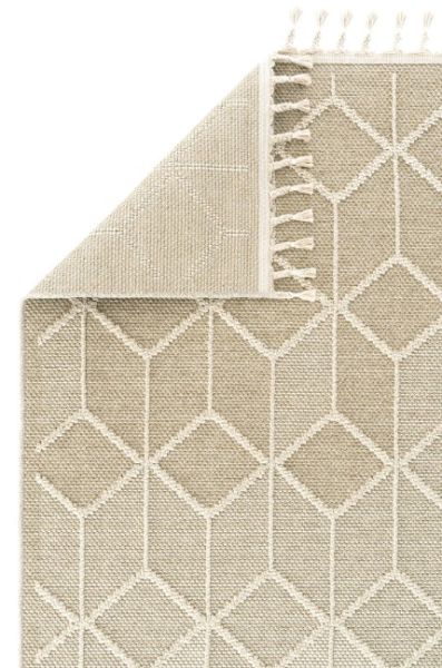 Eko Halı Soho SH 03 Bej Örgü Saçaklı Hav Toz Vermez Hasır Dokuma Modern Makine Halısı 100x300cm