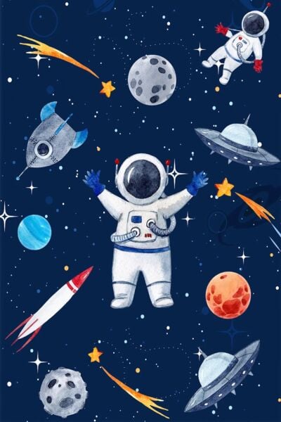 Cino 88 Mavi Lacivert Astronot Uzay Çocuk Odası Oyun Halısı