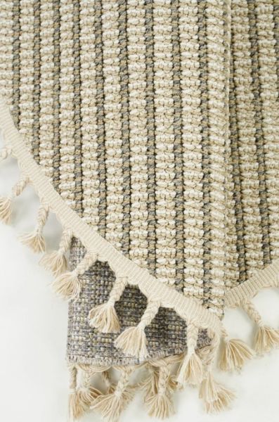Eko Halı Soho SH 17 Beige Ivory Hav Toz Vermez Modern Bukle Makine Halısı Yuvarlak Yolluk Bej Mutfak Halısı