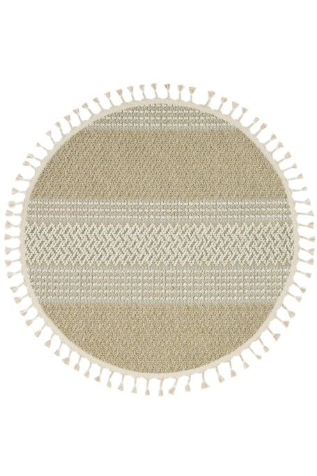 Eko Halı Soho SH 05 Beige Hav Toz Vermez Modern Bukle Makine Halısı Yuvarlak Yolluk Bej Mutfak Halısı