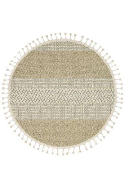 Eko Halı Soho SH 05 Beige Hav Toz Vermez Modern Bukle Makine Halısı Yuvarlak Yolluk Bej Mutfak Halısı
