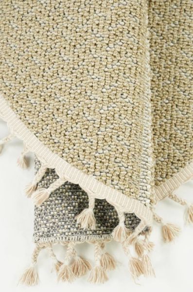 Eko Halı Soho SH 05 Beige Hav Toz Vermez Modern Bukle Makine Halısı Yuvarlak Yolluk Bej Mutfak Halısı