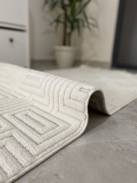 Seyran Halı Ruby 1150 Beyaz Hav Toz Vermez Modern Yumuşak Tuşeli Salon Halısı