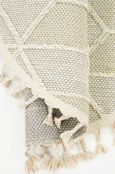 Eko Halı Soho SH 03 Beige Hav Toz Vermez Modern Bukle Makine Halısı Yuvarlak Yolluk Bej Mutfak Halısı