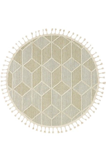 Eko Halı Soho SH 03 Beige Hav Toz Vermez Modern Bukle Makine Halısı Yuvarlak Yolluk Bej Mutfak Halısı