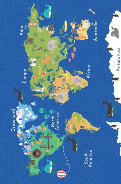 Cino 88 Okyanus Hayvanlar Dünya Haritası Öğretici Çocuk Odası Oyun Halısı