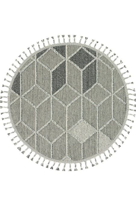 Eko Halı Soho SH 03 Grey Hav Toz Vermez Modern Bukle Makine Halısı Yuvarlak Yolluk Gri Mutfak Halısı