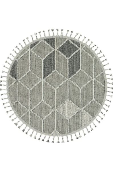 Eko Halı Soho SH 03 Grey Hav Toz Vermez Modern Bukle Makine Halısı Yuvarlak Yolluk Gri Mutfak Halısı