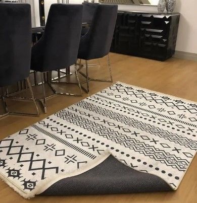 Halımax Dara 186 Yıkanabilir Kaymaz Dokuma Tabanlı Etnik Desenli Beyaz Modern Halı