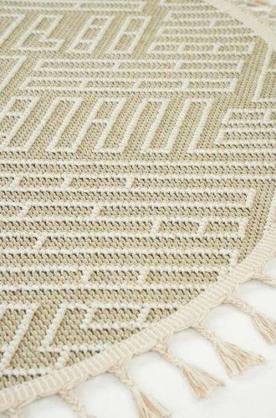 Eko Halı Soho SH 12 Beige Hav Toz Vermez Modern Bukle Makine Halısı Yuvarlak Yolluk Bej Mutfak Halısı
