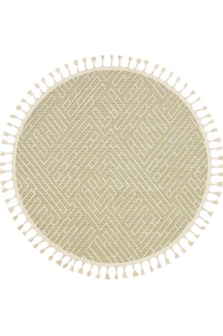 Eko Halı Soho SH 12 Beige Hav Toz Vermez Modern Bukle Makine Halısı Yuvarlak Yolluk Bej Mutfak Halısı