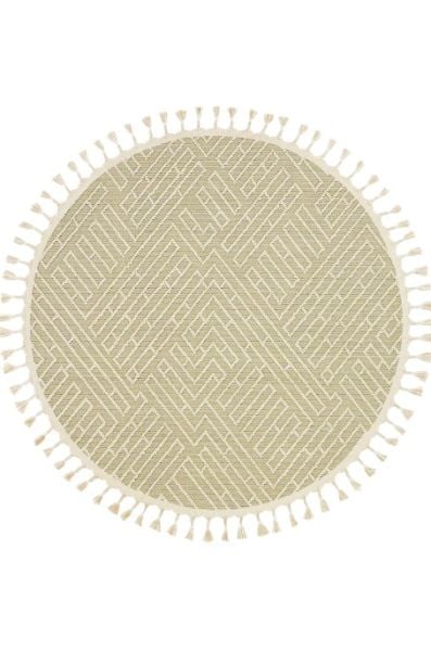 Eko Halı Soho SH 12 Beige Hav Toz Vermez Modern Bukle Makine Halısı Yuvarlak Yolluk Bej Mutfak Halısı