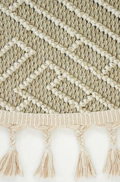 Eko Halı Soho SH 12 Beige Hav Toz Vermez Modern Bukle Makine Halısı Yuvarlak Yolluk Bej Mutfak Halısı