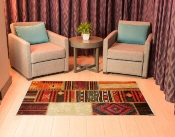 Halımax Dara 193 Yıkanabilir Kaymaz Dokuma Tabanlı Patchwork Multi Modern Halı