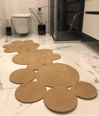 Milda 50 Hasırlı El Örgüsü Çift Taraflı Jüt Kilim Hav Toz Vermez Jüt Halı 100x230