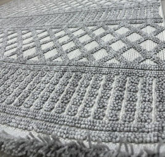 Merinos Garden Koleksiyonu 61575 095 Gri Bukle Dokuma Modern Salon Mutfak Halısı Yolluk