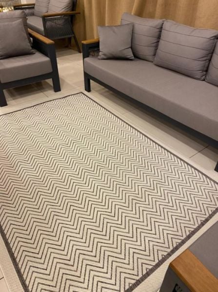 Refrom Halı 9718 Gri Beyaz Jüt Sisal Toz Vermez Modern Salon Halısı Yolluk Hol Kilim