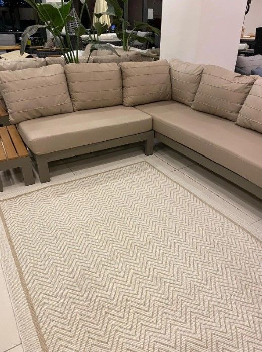 Refrom Halı 9717 Bej Beyaz Jüt Sisal Toz Vermez Modern Salon Halısı Yolluk Hol Kilim