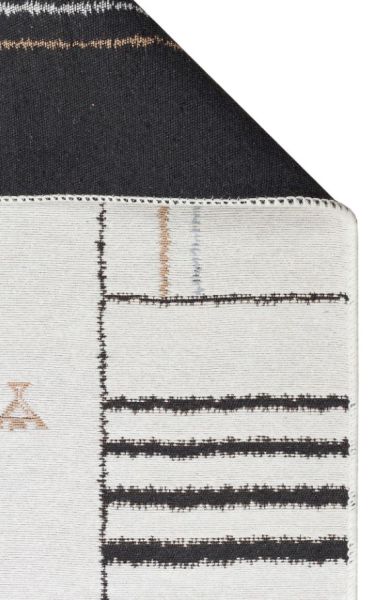 Eko Halı Arya 41 Çift Taraflı Yıkanabilir Krem Siyah Kilim Hav Toz Vermez Yolluk Mutfak Halısı