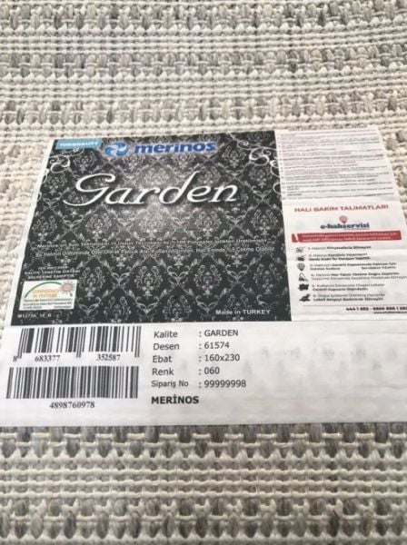 Merinos Garden Koleksiyonu 61574 060 Beyaz Bukle Dokuma Modern Salon Mutfak Halısı Yolluk