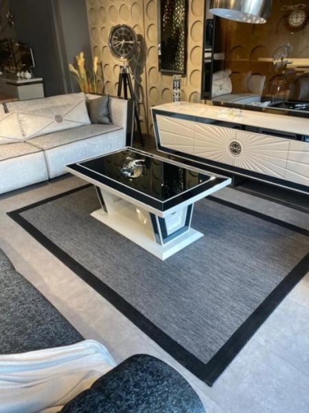 Refrom Halı 9714 Gri Siyah Jüt Sisal Toz Vermez Modern Salon Halısı Yolluk Hol Kilim