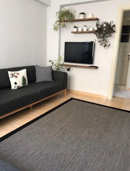 Refrom Halı 9715 Vizon Siyah Jüt Sisal Toz Vermez Modern Salon Halısı Yolluk Hol Kilim