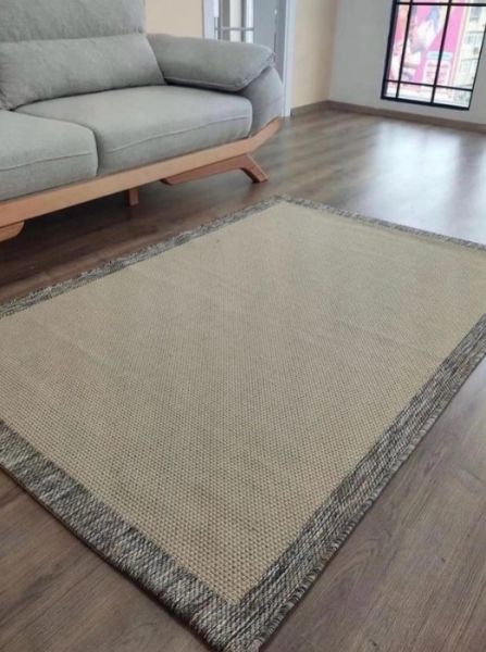 Refrom Halı 9709 Bej Kahve Jüt Sisal Toz Vermez Modern Salon Halısı Yolluk Hol Kilim