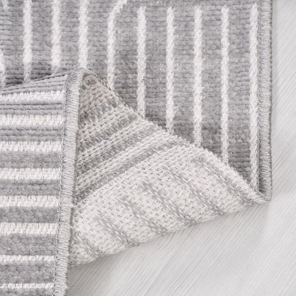 Crea Halı Rana 6115S Gri Yazlık Halı Kaydırmaz Taban Renkli Yıkanabilir Dokuma Kilim